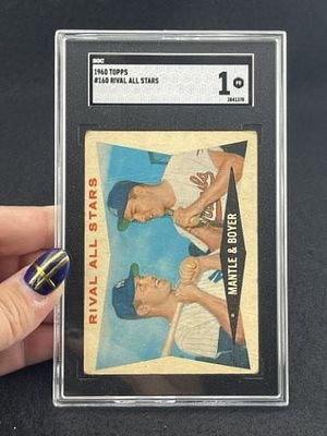 1960 Topps Mickey Mantle & Boyer Baseball Card. KEY WORDS: INDIAN ARTIFACT ARTIFACTS ARROWHEAD 