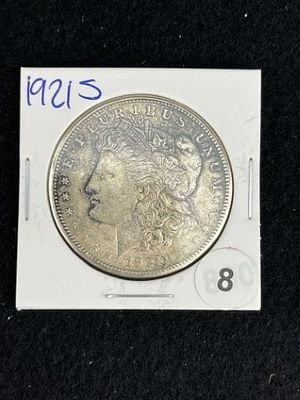 1921 S Morgan Silver Dollar Coin. KEY WORDS: INDIAN ARTIFACT ARTIFACTS ARROWHEAD ARROWHEADS 