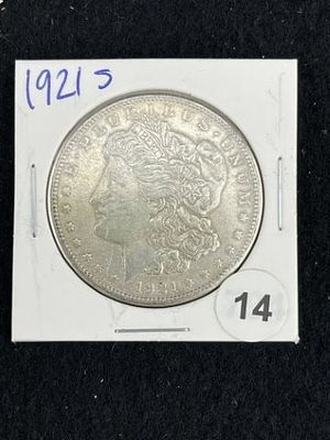 1921 S Morgan Silver Dollar Coin. KEY WORDS: INDIAN ARTIFACT ARTIFACTS ARROWHEAD ARROWHEADS 
