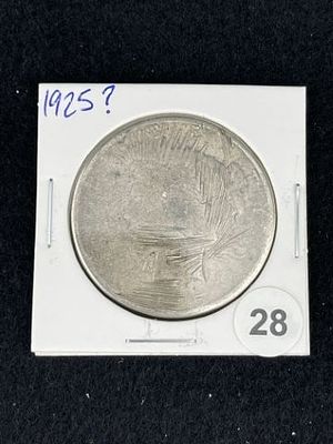 1925? Peace Silver Dollar Coin. KEY WORDS: INDIAN ARTIFACT ARTIFACTS ARROWHEAD ARROWHEADS NATIVE 