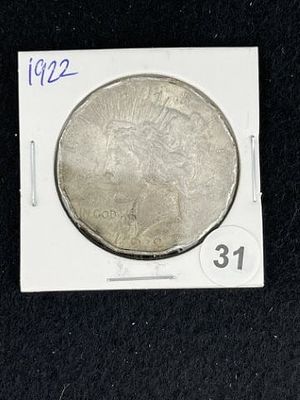 1922 Peace Silver Dollar Coin. KEY WORDS: INDIAN ARTIFACT ARTIFACTS ARROWHEAD ARROWHEADS NATIVE 