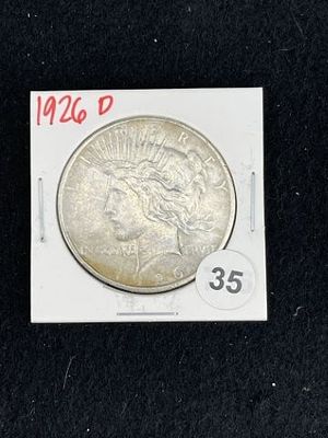 1926 D Peace Silver Dollar Coin. KEY WORDS: INDIAN ARTIFACT ARTIFACTS ARROWHEAD ARROWHEADS 