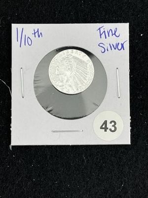 1/10th Fine Silver Coin. KEY WORDS: INDIAN ARTIFACT ARTIFACTS ARROWHEAD ARROWHEADS NATIVE 