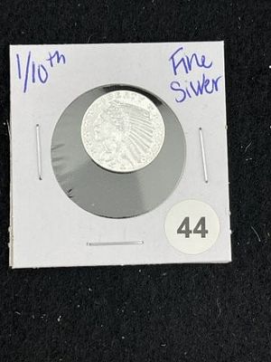 1/10th Fine Silver Coin. KEY WORDS: INDIAN ARTIFACT ARTIFACTS ARROWHEAD ARROWHEADS NATIVE 