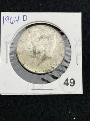 1964 D Kennedy Half Dollar Silver Coin. KEY WORDS: INDIAN ARTIFACT ARTIFACTS ARROWHEAD 