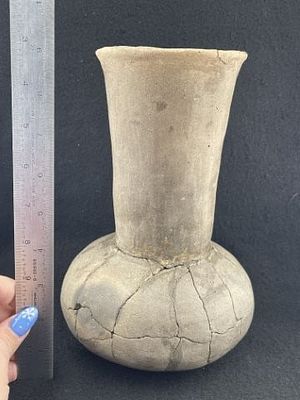 Mississippian Water Bottle has been broken & glued Indian Artifact Arrowhead. KEY WORDS: INDIAN 