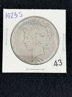 1923 S Peace Silver Dollar Coin. KEY WORDS: INDIAN ARTIFACT ARTIFACTS ARROWHEAD ARROWHEADS 