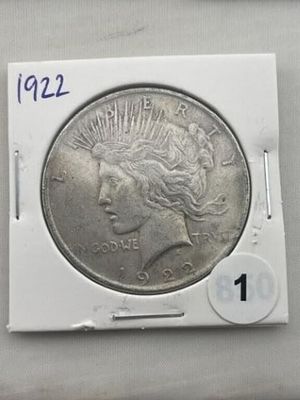 1922 Peace Silver Dollar Coin. KEY WORDS: INDIAN ARTIFACT ARTIFACTS ARROWHEAD ARROWHEADS NATIVE 
