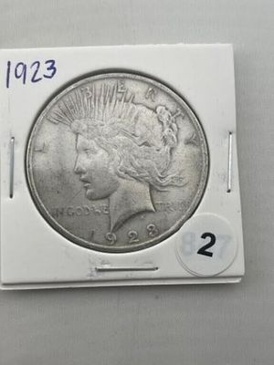 1923 Peace Silver Dollar Coin. KEY WORDS: INDIAN ARTIFACT ARTIFACTS ARROWHEAD ARROWHEADS NATIVE 