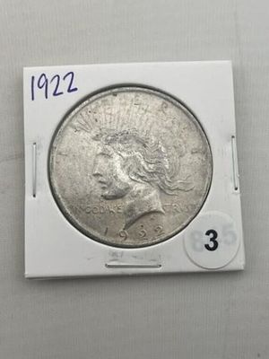 1922 Peace Silver Dollar Coin. KEY WORDS: INDIAN ARTIFACT ARTIFACTS ARROWHEAD ARROWHEADS NATIVE 