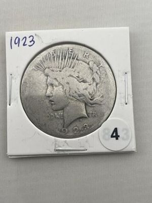 1923 Peace Silver Dollar Coin. KEY WORDS: INDIAN ARTIFACT ARTIFACTS ARROWHEAD ARROWHEADS NATIVE 