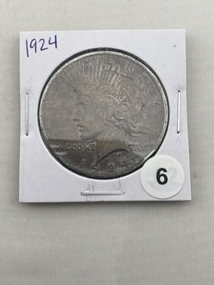 1924 Peace Silver Dollar Coin. KEY WORDS: INDIAN ARTIFACT ARTIFACTS ARROWHEAD ARROWHEADS NATIVE 
