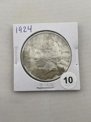 1924 Peace Silver Dollar Coin. KEY WORDS: INDIAN ARTIFACT ARTIFACTS ARROWHEAD ARROWHEADS NATIVE 