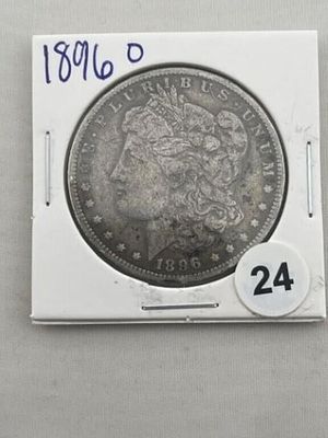 1896 O Morgan Silver Dollar Coin. KEY WORDS: INDIAN ARTIFACT ARTIFACTS ARROWHEAD ARROWHEADS 