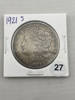 1921 S Morgan Silver Dollar Coin. KEY WORDS: INDIAN ARTIFACT ARTIFACTS ARROWHEAD ARROWHEADS 