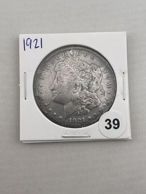 1921 Morgan Silver Dollar Coin. KEY WORDS: INDIAN ARTIFACT ARTIFACTS ARROWHEAD ARROWHEADS NATIVE 