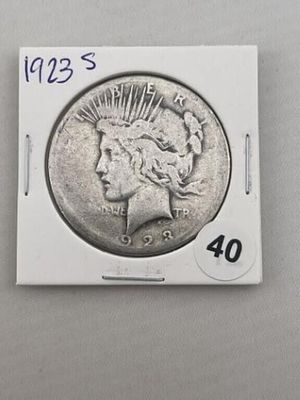 1923 S Peace Silver Dollar Coin. KEY WORDS: INDIAN ARTIFACT ARTIFACTS ARROWHEAD ARROWHEADS 