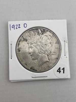 1922 D Peace Silver Dollar Coin. KEY WORDS: INDIAN ARTIFACT ARTIFACTS ARROWHEAD ARROWHEADS 