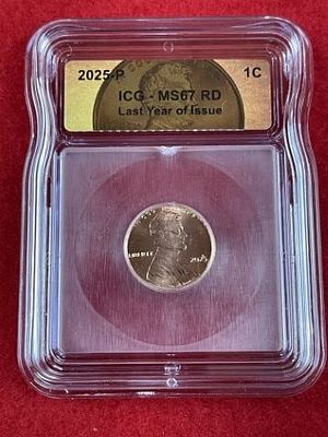 2025 ICG MS67 Last Year of Issue Penny Coin. KEY WORDS: INDIAN ARTIFACT ARTIFACTS ARROWHEAD 