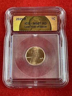 2025 ICG MS67 Last Year of Issue Penny Coin. KEY WORDS: INDIAN ARTIFACT ARTIFACTS ARROWHEAD 