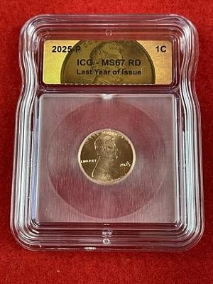 2025 ICG MS67 Last Year of Issue Penny Coin. KEY WORDS: INDIAN ARTIFACT ARTIFACTS ARROWHEAD 