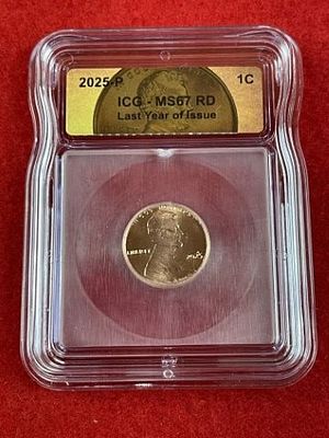 2025 ICG MS67 Last Year of Issue Penny Coin. KEY WORDS: INDIAN ARTIFACT ARTIFACTS ARROWHEAD 