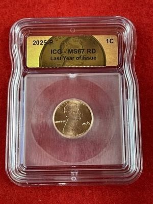 2025 ICG MS67 Last Year of Issue Penny Coin. KEY WORDS: INDIAN ARTIFACT ARTIFACTS ARROWHEAD 