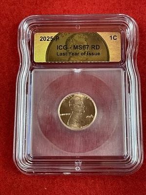 2025 ICG MS67 Last Year of Issue Penny Coin. KEY WORDS: INDIAN ARTIFACT ARTIFACTS ARROWHEAD 