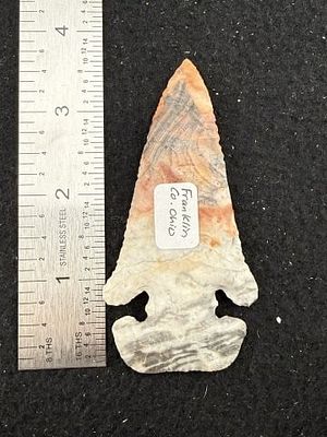 E-Notch Thebes from Franklin County, Ohio Indian Artifact Arrowhead. KEY WORDS: INDIAN ARTIFACT 