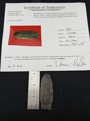 Eden with Thomas Mathews COA from Colorado Indian Artifact Arrowhead