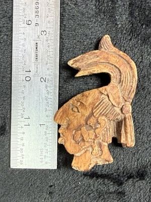 Wooden Mayan Figure. KEY WORDS: INDIAN ARTIFACT ARTIFACTS ARROWHEAD ARROWHEADS NATIVE AMERICAN 