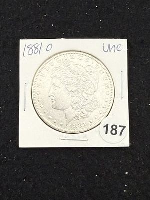 1881 O UNC Morgan Silver Dollar Coin. KEY WORDS: INDIAN ARTIFACT ARTIFACTS ARROWHEAD ARROWHEADS 