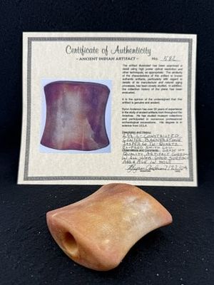 Bannerstone with Byron Anderson COA from Jasper County, Indiana Indian Artifact Arrowhead. KEY 