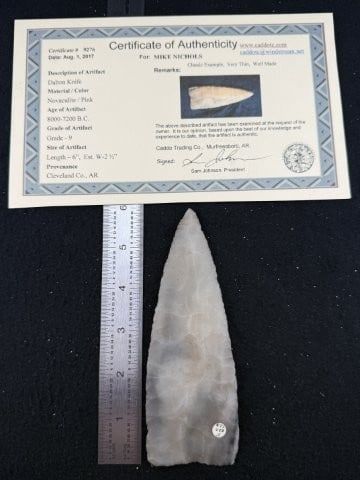 Dalton knife from Cleveland County, Arkansas: sold $700