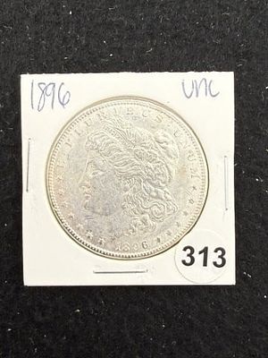 1896 UNC Morgan Silver Dollar Coin. KEY WORDS: INDIAN ARTIFACT ARTIFACTS ARROWHEAD ARROWHEADS 