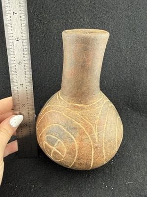 Miniature Caddo Water Bottle minor repair Indian Artifact Arrowhead. KEY WORDS: INDIAN ARTIFACT 