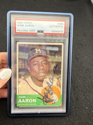 1963 Topps Hank Aaron signed card: sold $1,200