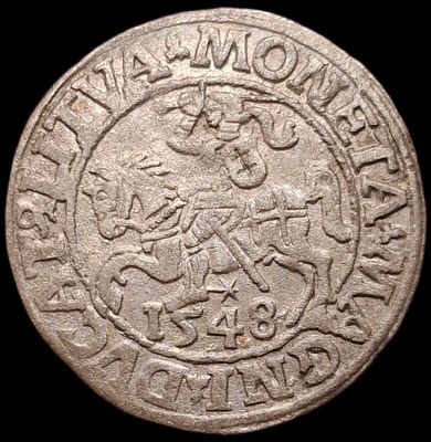 Литва ½ гроша, 1548 года.
. Сигизмунд II Август