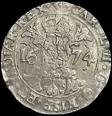 Талер Патагон. 1674 года. Фландрия. Карл 2. Штемпельный блеск