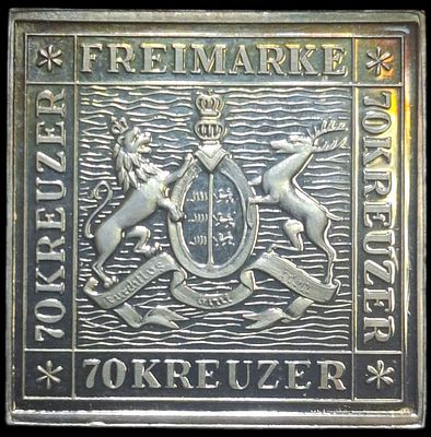 Серебряная, специальная почтовая марка. 70 крейцеров.