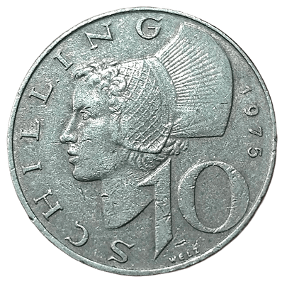 Австрия 10 шиллингов, 1975 года