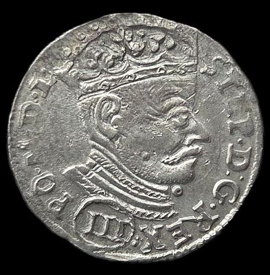 3 гроша 1581, номинал под портретом Стефан Баторий