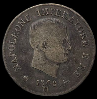 5 лир 1808 Италия, Наполеон Бонапарт, монетный двор Милан