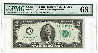 ארה"ב- שטר 2 דולר 2017, מדורג pmg 68 epq