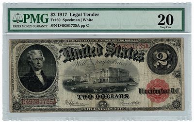 ארה"ב- שטר 2 דולר 1917, מדורג pmg 20