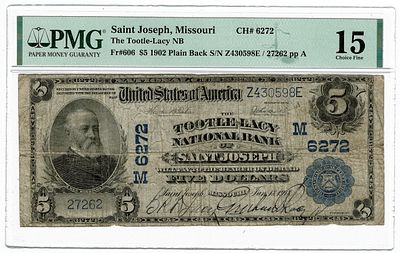 ארה"ב- שטר 5 דולר 1902, מדורג pmg 15