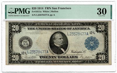 ארה"ב- שטר 20 דולר 1914, מדורג pmg 30
