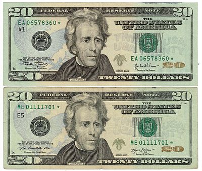 ארה"ב- לוט שני שטרות 20 דולר עם כוכב 2004 ו2013