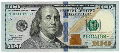 ארה"ב- שטר 100 דולר עם כוכב 2017, מצב unc