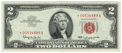 ארה"ב- שטר 2 דולר עם כוכב 1963, מצב unc